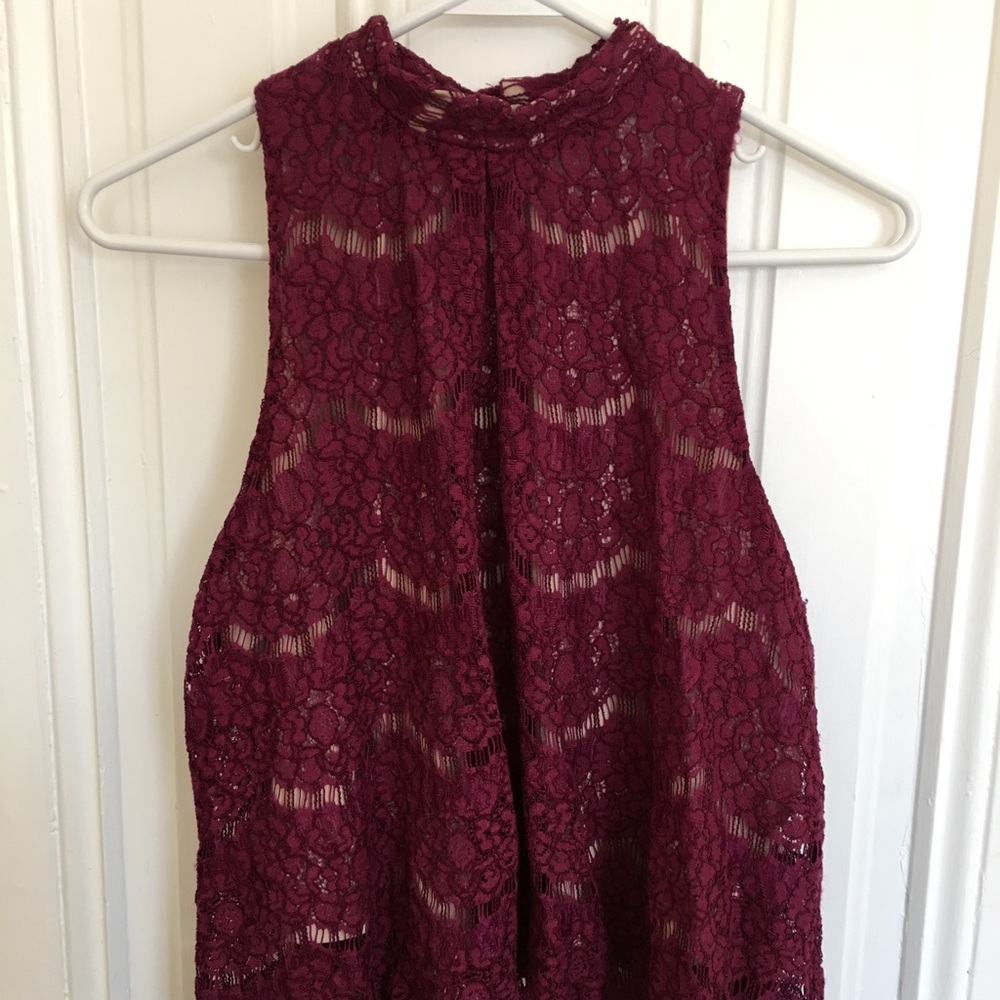 Magenta Lace halter tank